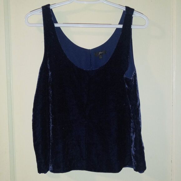 J Crew Rift Velvet Tank-Size 6-Navy-Lined-Layer-Keyhole Back-Holiday-Whimsygoth - Picture 2 of 10